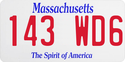 MA license plate 143WD6