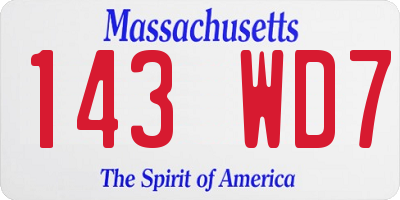 MA license plate 143WD7