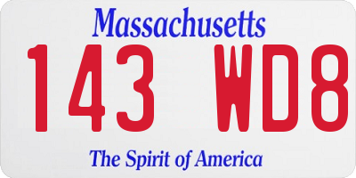 MA license plate 143WD8