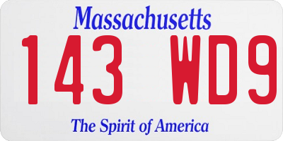 MA license plate 143WD9