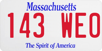 MA license plate 143WE0