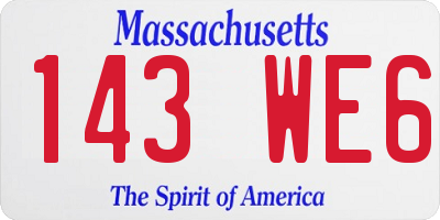 MA license plate 143WE6