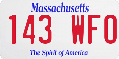 MA license plate 143WF0
