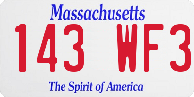 MA license plate 143WF3