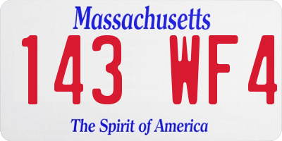 MA license plate 143WF4