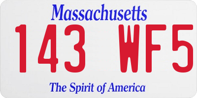 MA license plate 143WF5