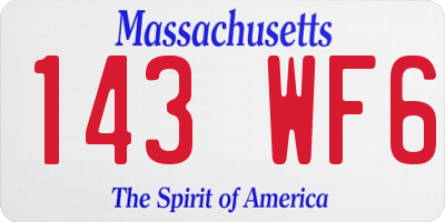 MA license plate 143WF6