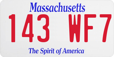 MA license plate 143WF7