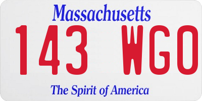 MA license plate 143WG0