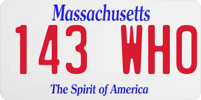 MA license plate 143WH0