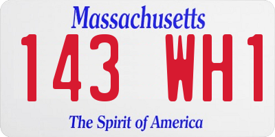 MA license plate 143WH1