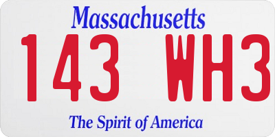 MA license plate 143WH3