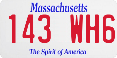 MA license plate 143WH6