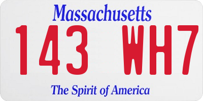 MA license plate 143WH7