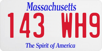 MA license plate 143WH9