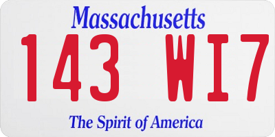 MA license plate 143WI7