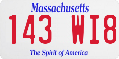 MA license plate 143WI8