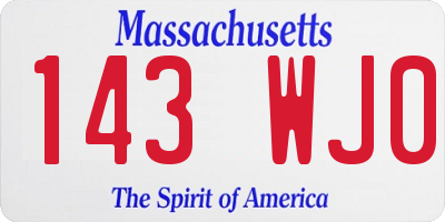 MA license plate 143WJ0
