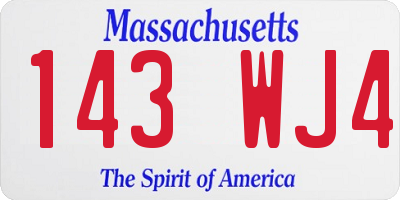 MA license plate 143WJ4