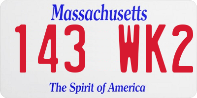 MA license plate 143WK2