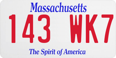 MA license plate 143WK7