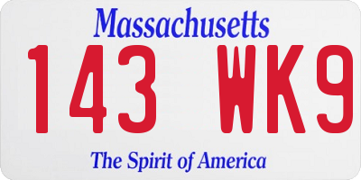 MA license plate 143WK9
