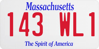 MA license plate 143WL1