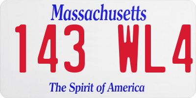 MA license plate 143WL4