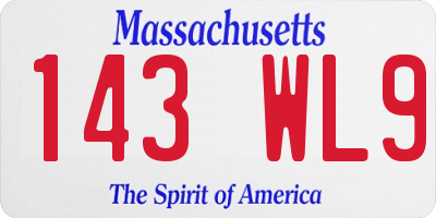 MA license plate 143WL9