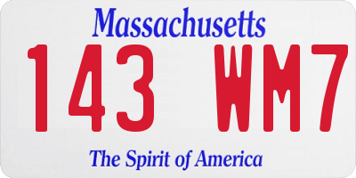 MA license plate 143WM7