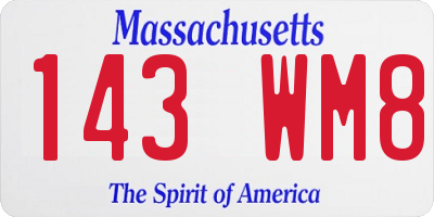 MA license plate 143WM8