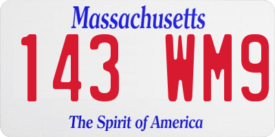 MA license plate 143WM9