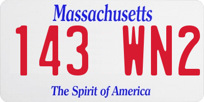 MA license plate 143WN2