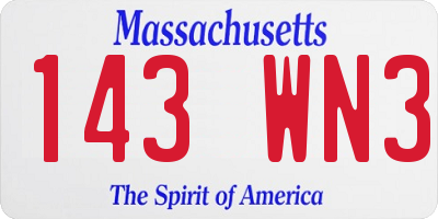 MA license plate 143WN3