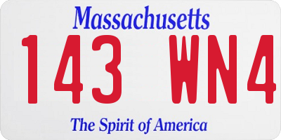 MA license plate 143WN4