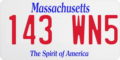 MA license plate 143WN5