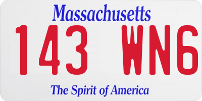 MA license plate 143WN6