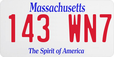 MA license plate 143WN7