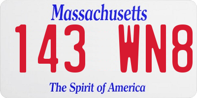 MA license plate 143WN8