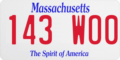 MA license plate 143WO0