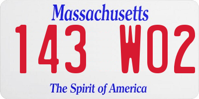 MA license plate 143WO2