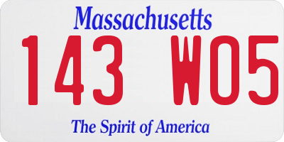 MA license plate 143WO5