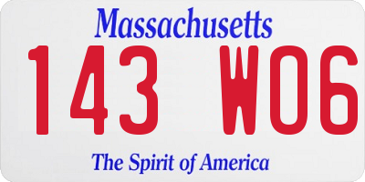 MA license plate 143WO6