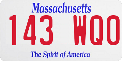 MA license plate 143WQ0