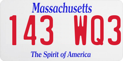 MA license plate 143WQ3