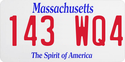MA license plate 143WQ4