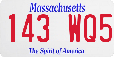 MA license plate 143WQ5