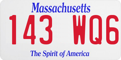 MA license plate 143WQ6