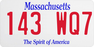 MA license plate 143WQ7