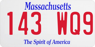MA license plate 143WQ9